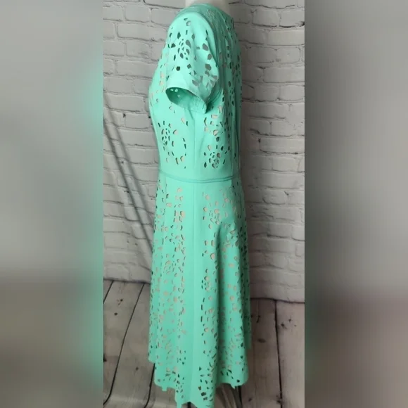 Shani Focus By Shani Laser Cut Fit & Flare Dress Seafoam/Nude Size 2 (4-6)